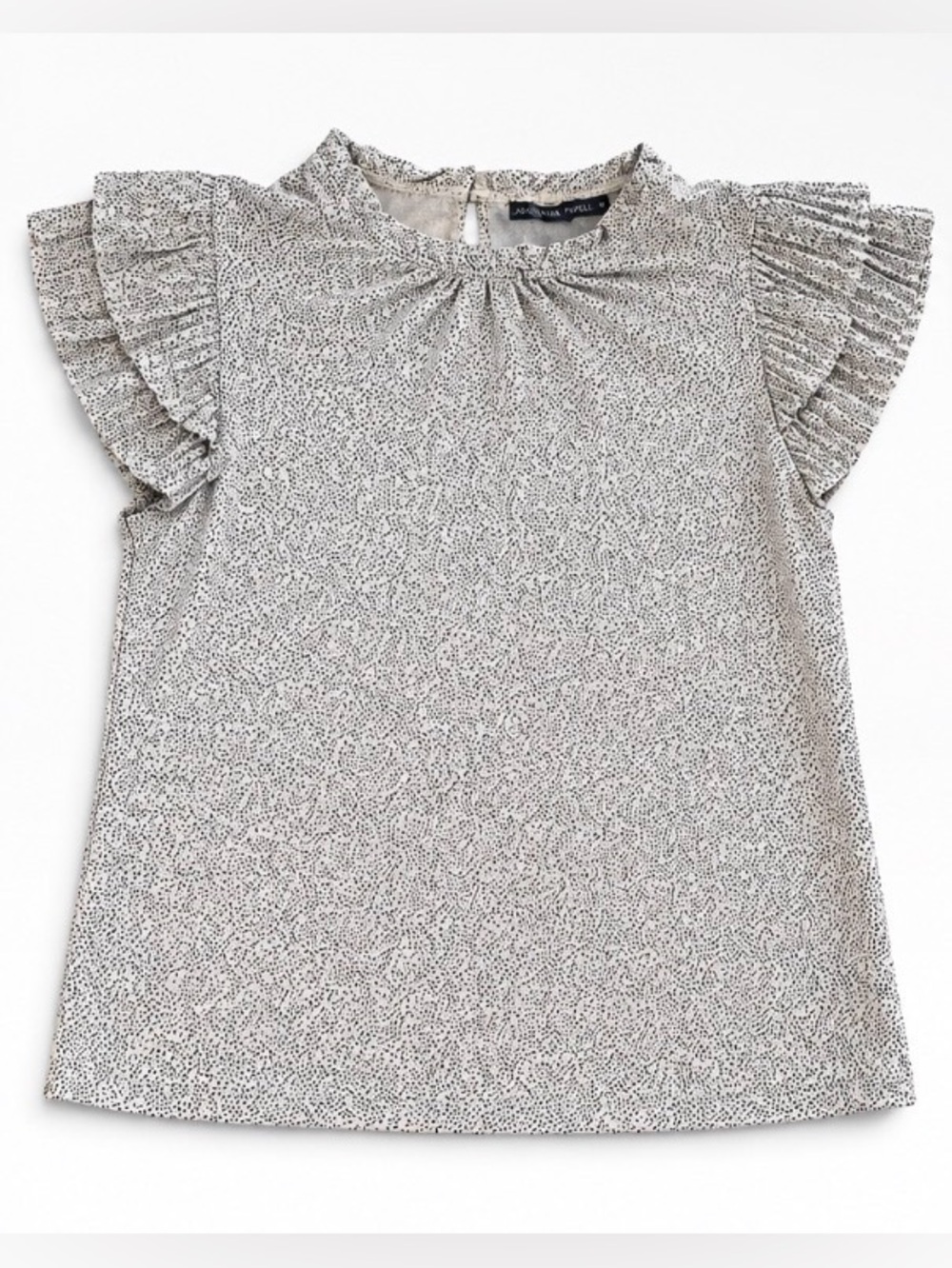 Adrianna Papell Micro Dot Double Ruffle Sleeve Blouse Size M